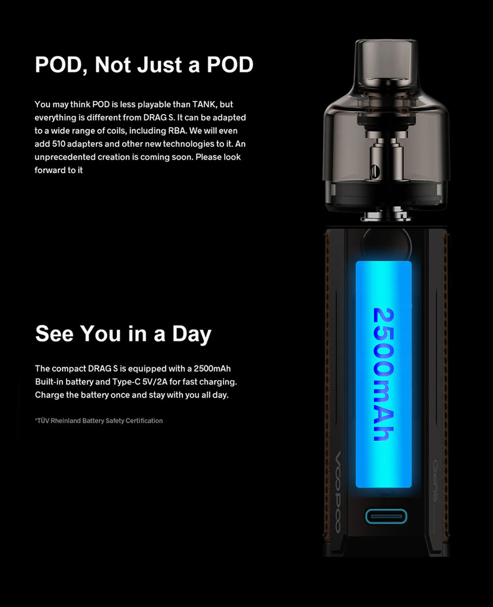 VOOPOO DRAG S MOD POD KIT with Free Battery & Flavour (Without Box)