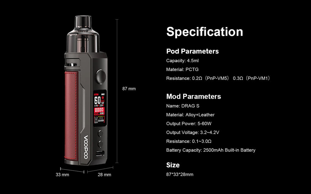 VOOPOO DRAG S MOD POD KIT with Free Battery & Flavour (Without Box)